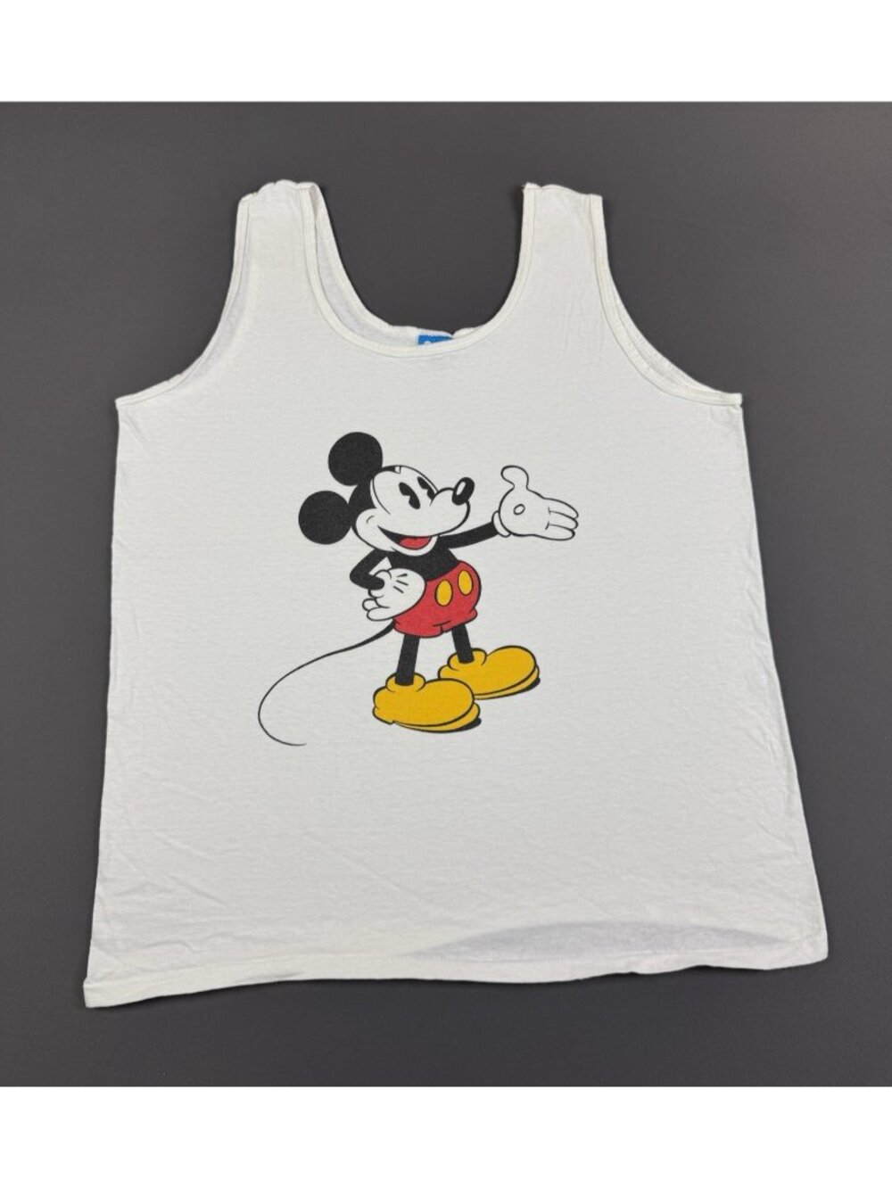 Rare Vintage 90s Disney Classic Mickey Mouse Art White Tank Top Cartoon Movie